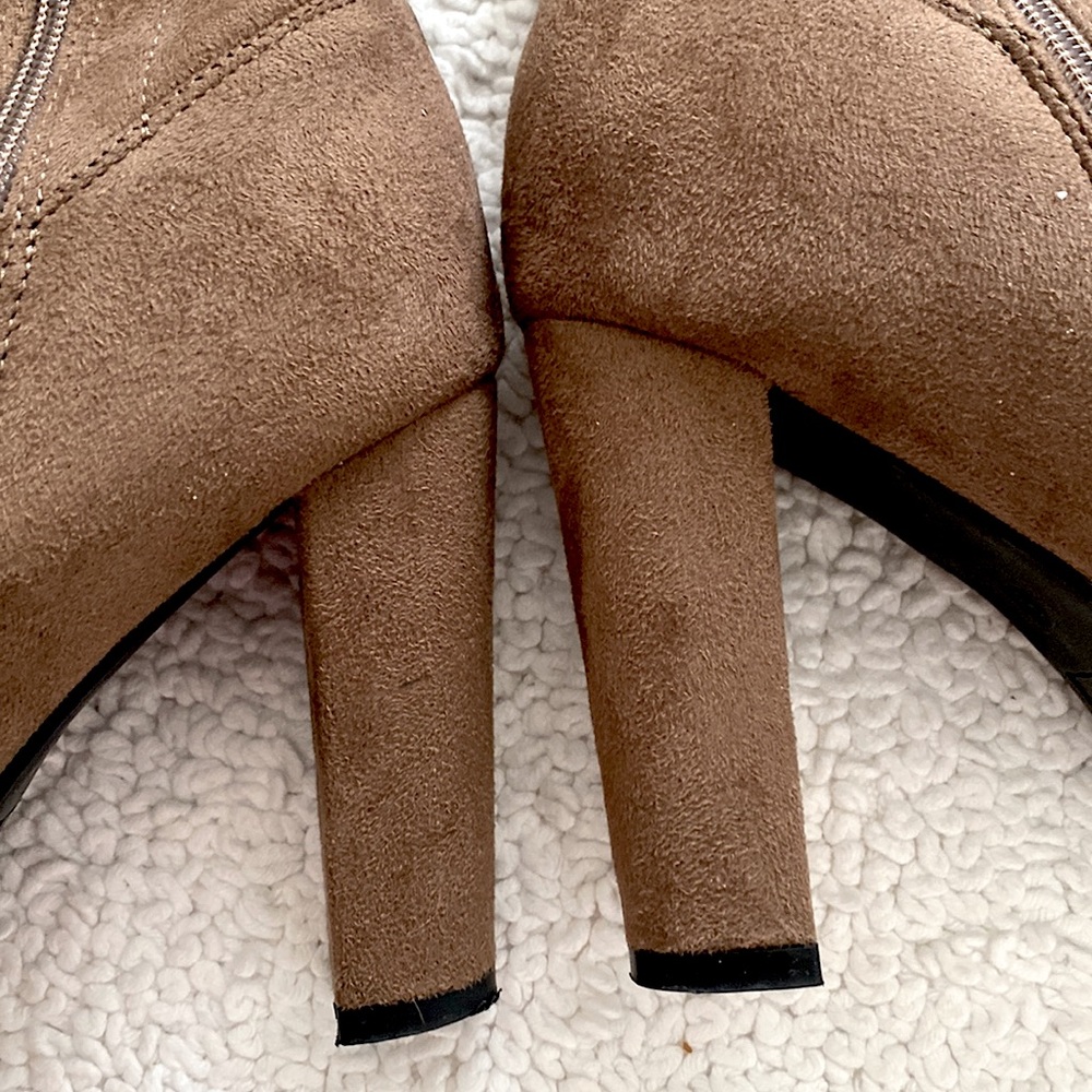 Fashion Nova Brown Suede Over The Knee Lace Up Boot Block Heel Zola Vonnie Boot - Picture 10 of 16